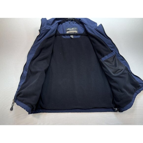 Eddie Bauer Mens Warm Windproof Vest Jacket Sze L Navy Blue Fleece Lined Pockets - Picture 5 of 9